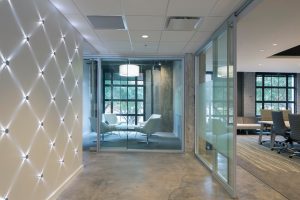 Beautiful entry shows the unique elements of Markstein's adaptive reuse project